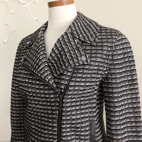 New Tory Burch Raffia Knit Tweed Moto jacket NWT - Picture 3 of 8